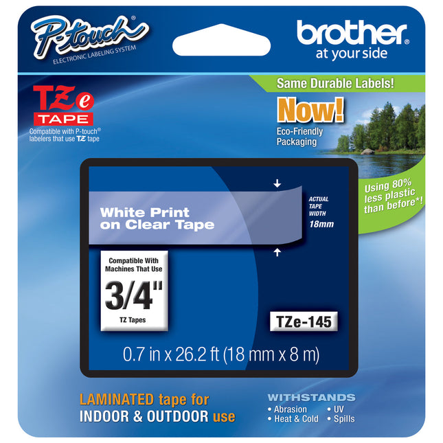 Genuine Brother M-2312PK Tape, 1/2" (0.47") Wide Standard Non-Laminated Tape, Black on White, 0.47" x 26.2' (12mm x 8M) M231 2-PK
