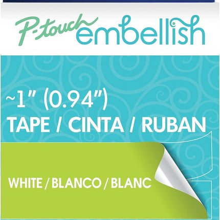 Original Brother P-Touch Embellish White Print on Lime Green Tape TZE-MQG55M - ~1" Wide x 13.1’ Long (24mm x 4m)