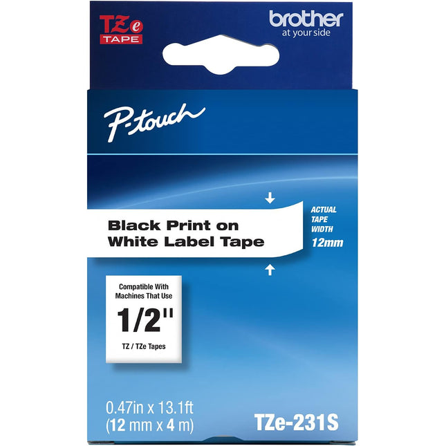Genuine Brother P-Touch TZe-231S Economy Label Tape, Standard Laminated P-Touch Tape, Black on White 