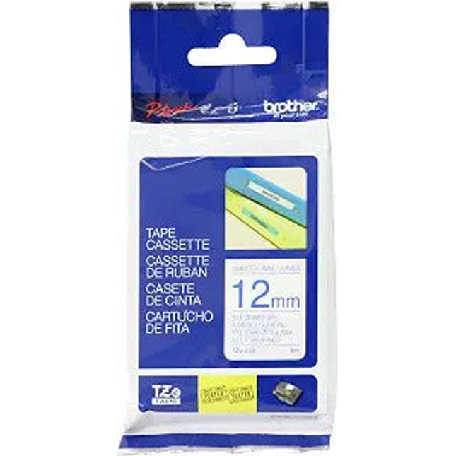 Original Brother TZe-233 Labelling Tape Cassette, Blue on White, 12 mm (W) x 8 m (L), Laminated Tape