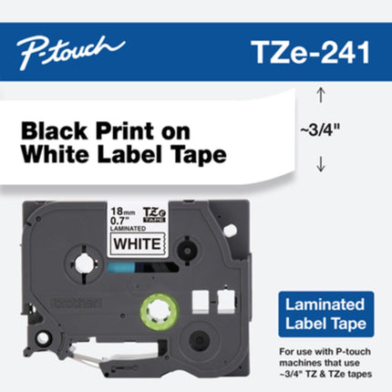 Genuine Brother TZe-241 3/4 In. Black On White P-touch Tape