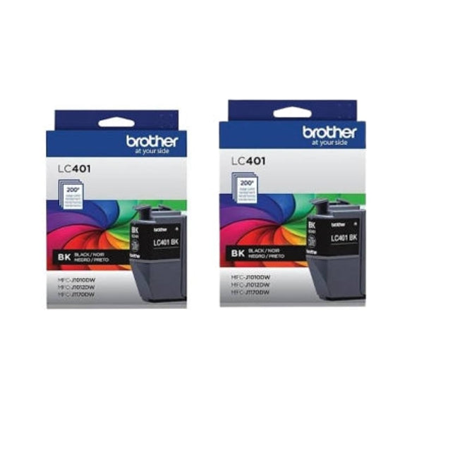 Genuine Brother LC401 Standard Yield Black Ink Cartridge-2 pack