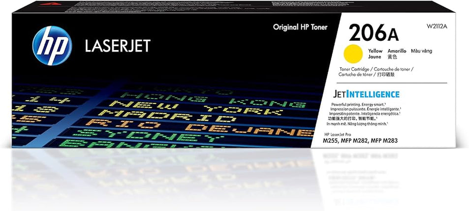 Original HP 206A Yellow LaserJet Toner Cartridge, W2112A