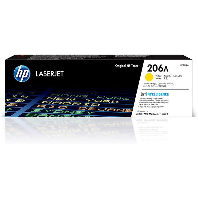 Original HP 206A Yellow LaserJet Toner Cartridge, W2112A