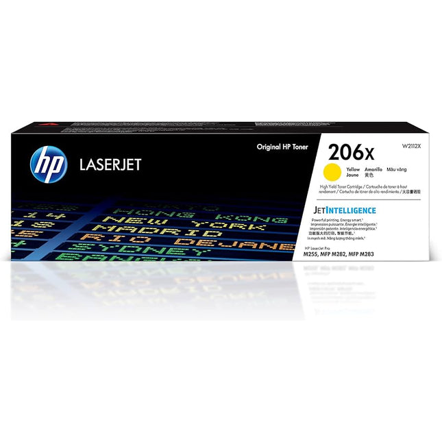 Genuine HP 206X High-Yield Yellow Laser Toner Cartridge, W2112X