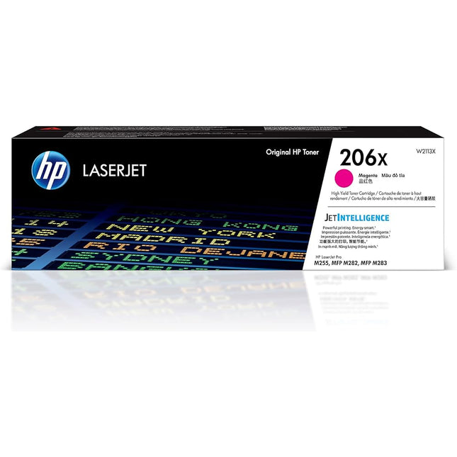 Genuine HP 206X High-Yield Magenta Laser Toner Cartridge, W2113X