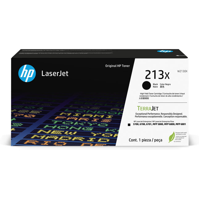 Original HP 213X High Yield Black Toner Cartridge, W2130X