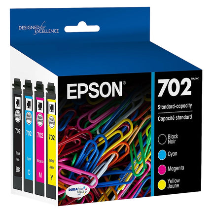 Epson T702 Black/Cyan/Magenta/Yellow Cartridge, 4/Pack (T702120-BCS)