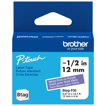 Genuine Brother P-Touch Btag BTAG335 White on Black Label Tape ~1/2in by 13.1ft (12mm x 4m)