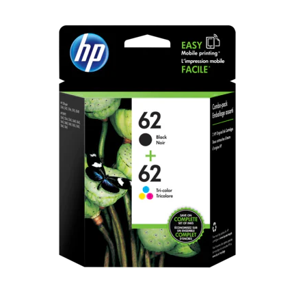 HP 62 Black & 62 Tri-Color Ink Cartridge- 2 Pack