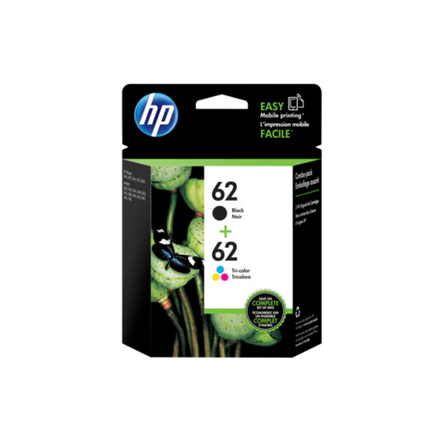 HP 62 Black & 62 Tri-Color Ink Cartridge- 2 Pack