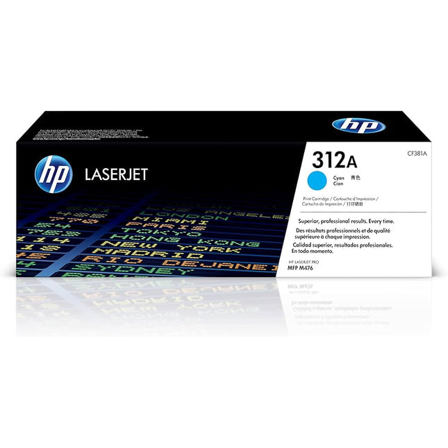 Genuine HP 312A Cyan LaserJet Toner Cartridge, CF381A