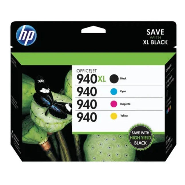 Genuine HP 940XL Black and 940 Color Combo 4.PK Inkjet Cartridge, CZ143FN