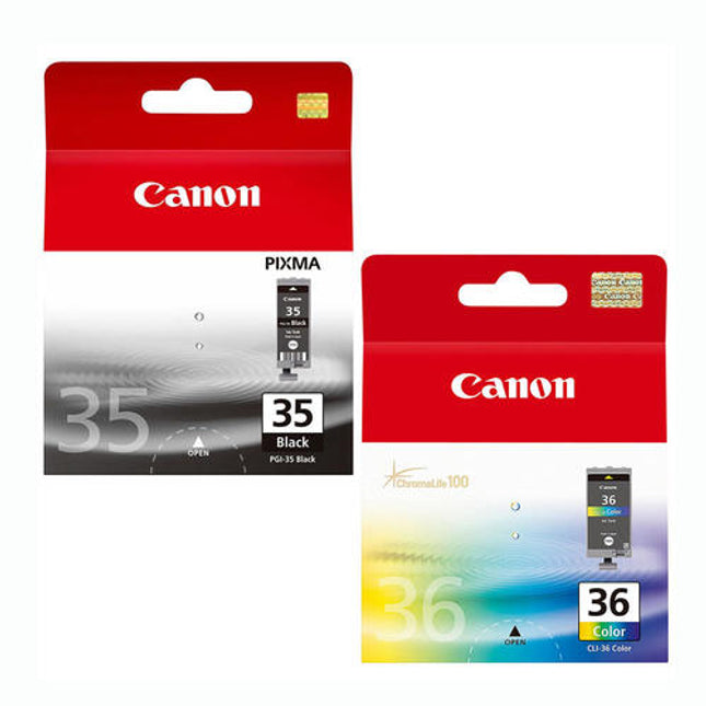 Original Canon PGI-35, CLI-36 Black and Color InkCartridges