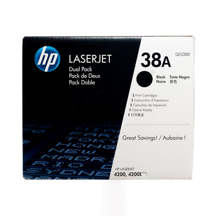HP 38A Standard-Yield Black  LaserJet Dual Pack Toner Cartridge, Q1338D