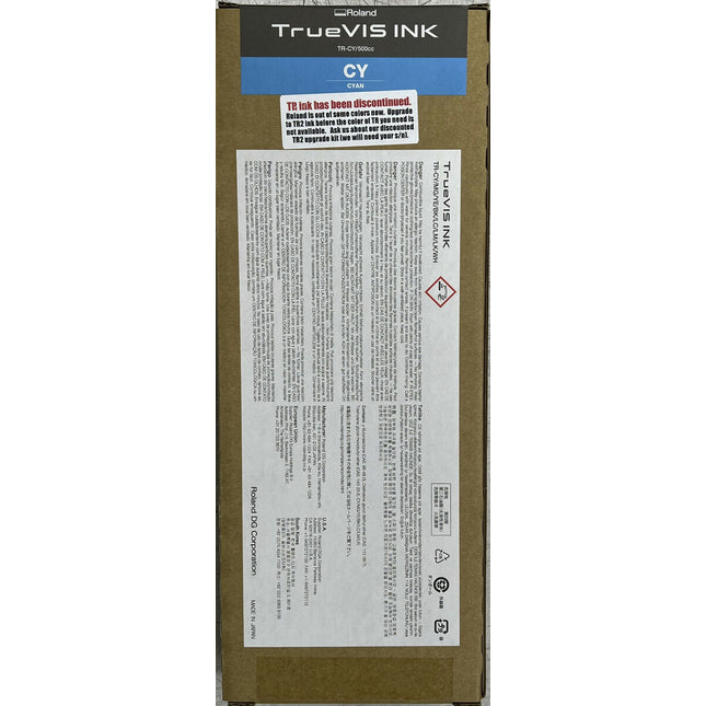 Original Roland TrueVIS TR-CY/500CC High-Yield Cyan Ink Cartridge