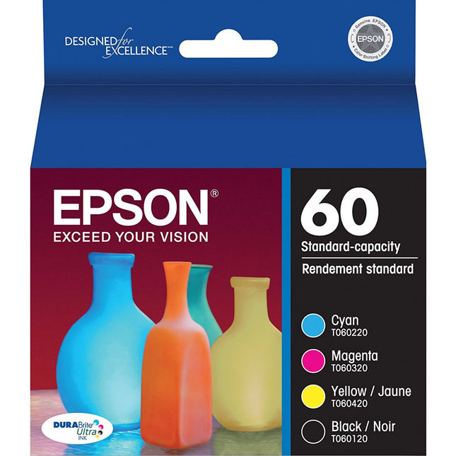 New Genuine Epson 60 4 Pack Ink Cartridges
