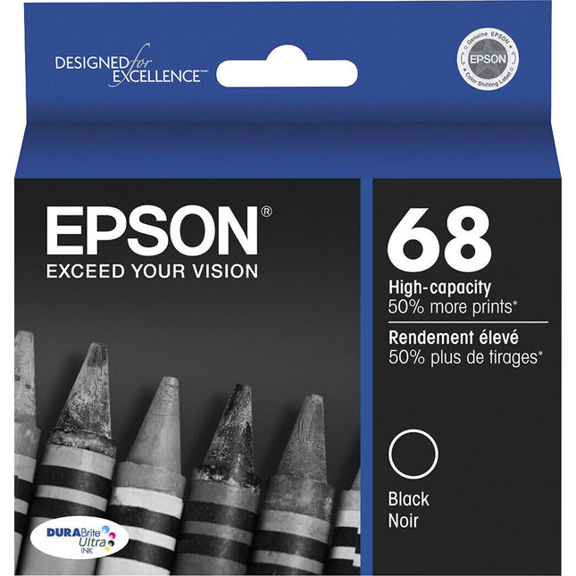 New Genuine Epson 68 Black Ink Cartridge
