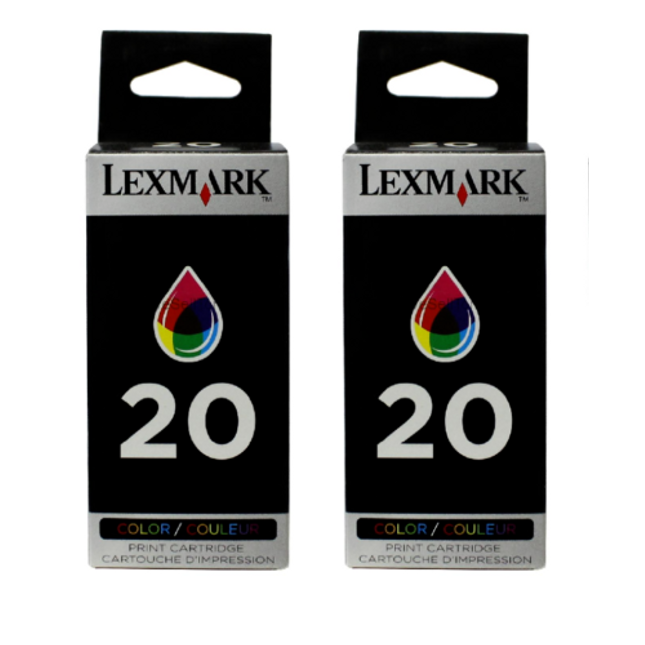 Original Lexmark 20 (15M0120) Color 2 Pack Ink Cartridges