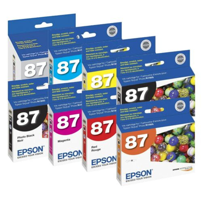 Epson T087 Black and Color Ink Cartridges- 8 Pack