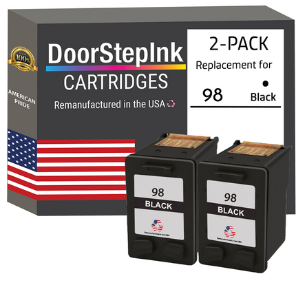 DoorStepInk Brand For HP 98 Black Twin Pack Remanufactured in the USA