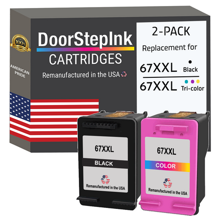 DoorStepInk Brand for HP 67, 67XL, 67XXL 67 XXL Black / Color Combo Pack Remanufactured in the USA Ink Cartridges