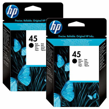 HP 45 (51645A) Black Ink Cartridges- 2 Pack