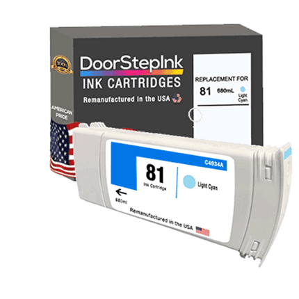 DoorStepInk Brand For HP 81 680mL Light Cyan Remanufactured in the USA