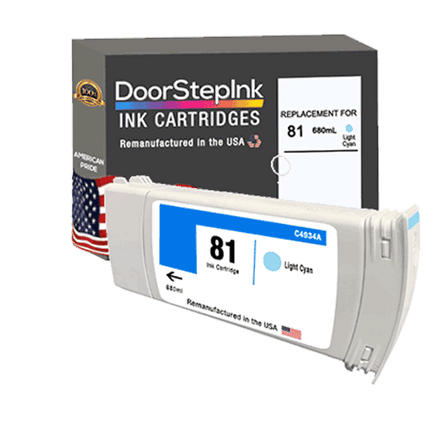  DoorStepInk Brand For HP 81 680mL Light Cyan Remanufactured in the USA