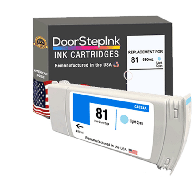  DoorStepInk Brand For HP 81 680mL Light Cyan Remanufactured in the USA
