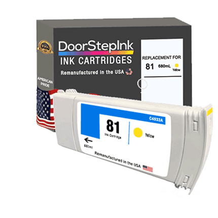 DoorStepInk Brand For HP 81 680mL Yellow Remanufactured in the USA