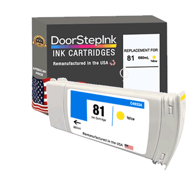 DoorStepInk Brand For HP 81 680mL Yellow Remanufactured in the USA